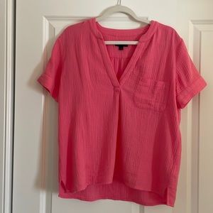 J CREW pink gauze popover shirt, S
